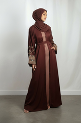 Brown embroidery abaya