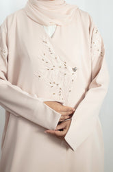 Blush Beaded Elegance Open Abaya
