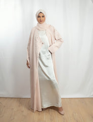Blush Beaded Elegance Open Abaya
