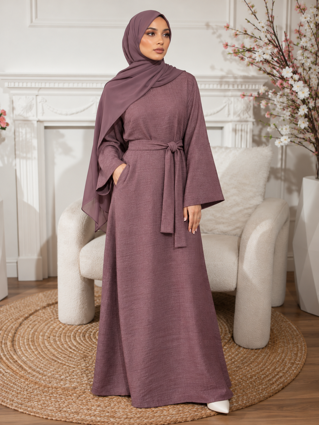 Soft linen abaya