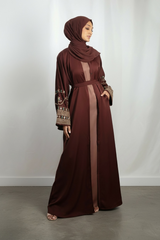 Brown embroidery abaya