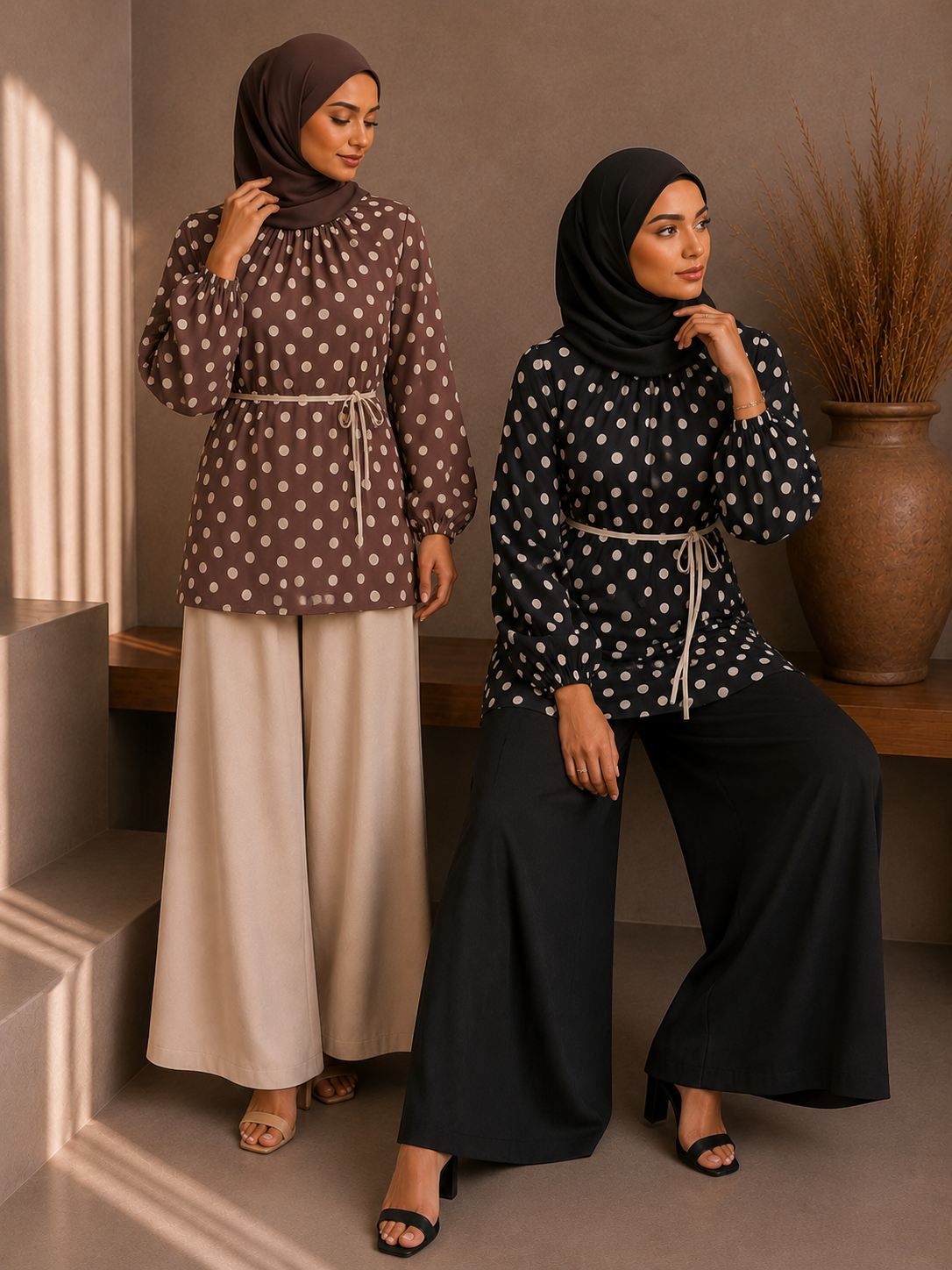 Polka Dot Chiffon Co-Ord Set