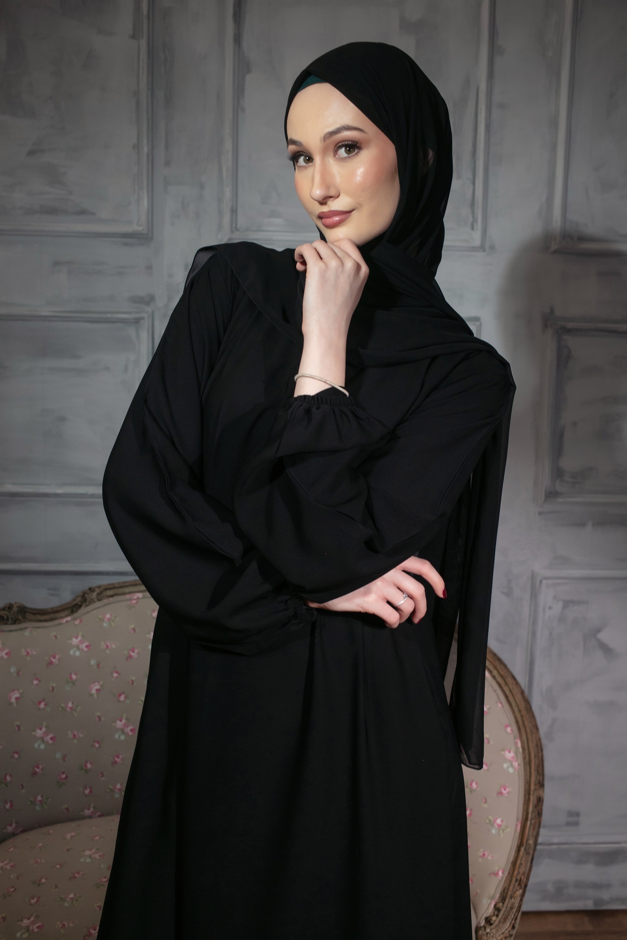 Nusrat Flowy Abaya Dress | Premium Soft Fabric with Pockets - Black / 60 Nusrat Flowy Abaya Dress | Premium Soft Fabric with Pockets - Black / 60