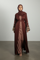 Brown embroidery abaya