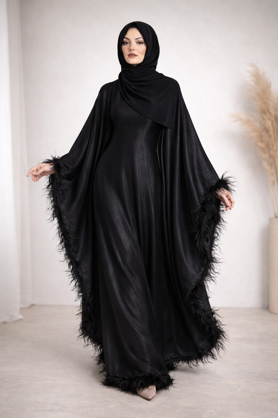 amira fashion dress abaya Amira Black on Black Abaya Set