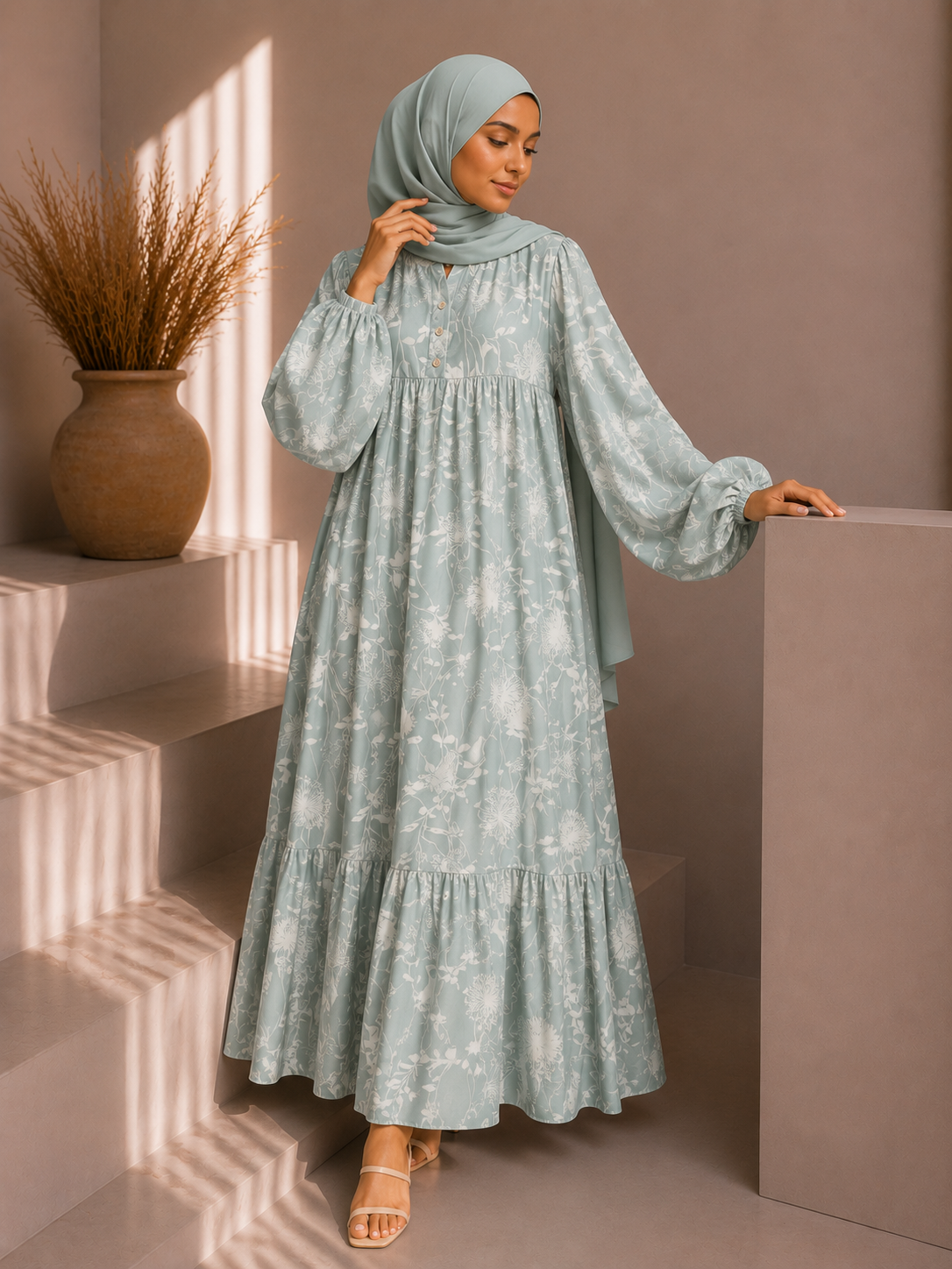 Soft bloom maxi dress