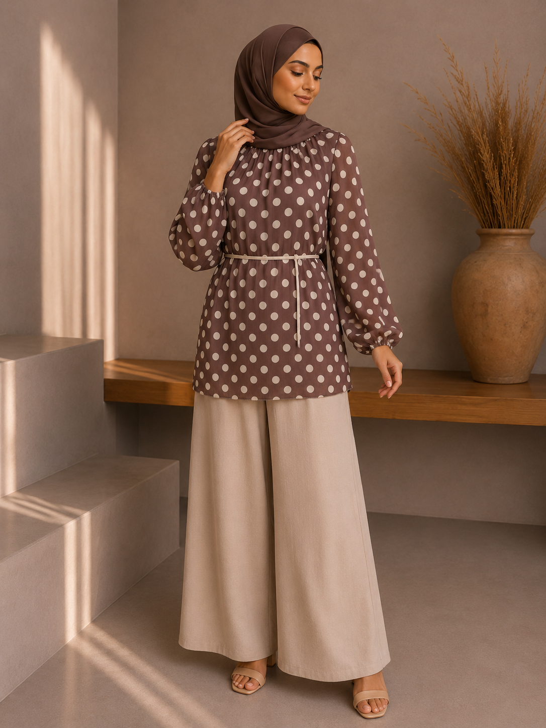 Polka Dot Chiffon Co-Ord Set