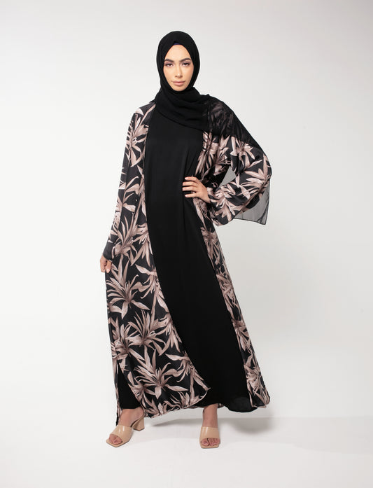 Dina Silk Floral Open Abaya