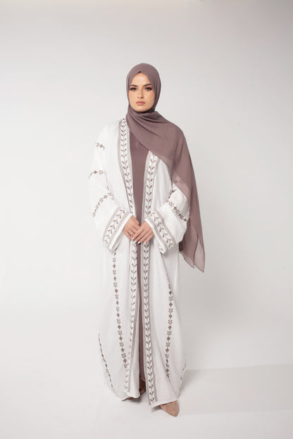 Alina White Open Abaya