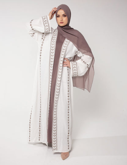 Alina White Open Abaya