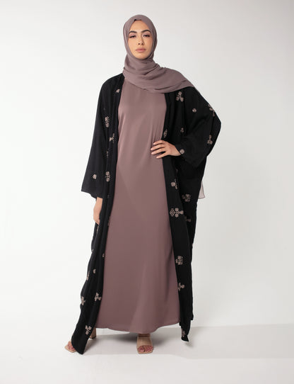 Mina Black Open Abaya