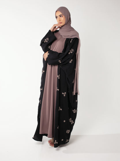 Mina Black Open Abaya