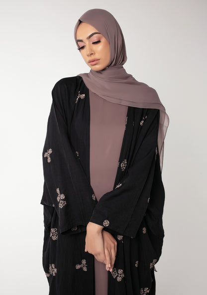 Mina Black Open Abaya