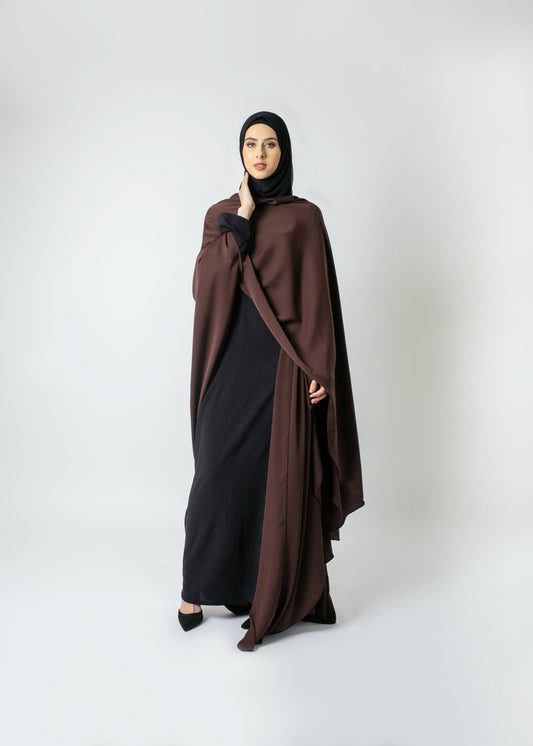 Zadina Wrap Abaya in Chocolate Brown